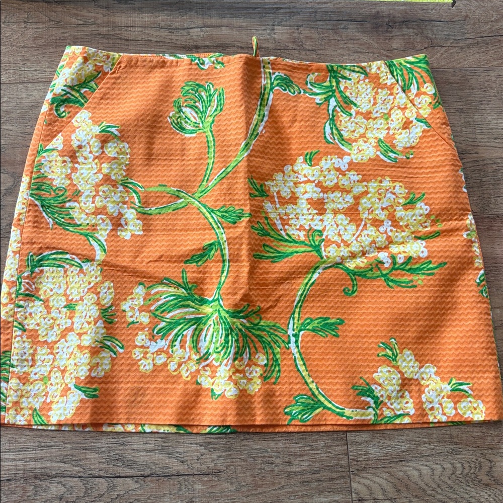 Lilly Pulitzer Lace By The Dock Orange Floral Mini Skirt 12